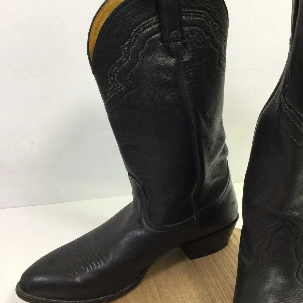 Nocona Mens Leather Western Cowboy Boots Pull-On Mid-Calf Black Size 12D